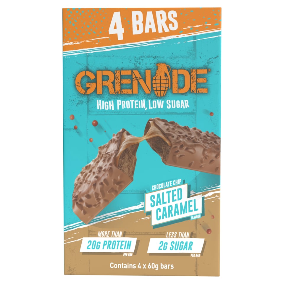 Grenade Chocolate Chip Salted Caramel Protein Bar 4 x 60g - Out of Date