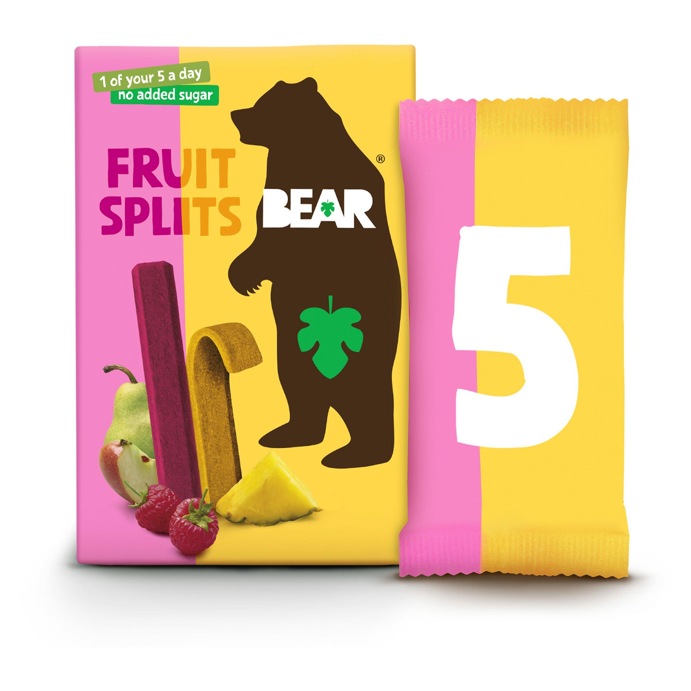 BEAR Fruit Splits Raspberry & Pineapple 8 x 5 x 20g (box) - Out of Date