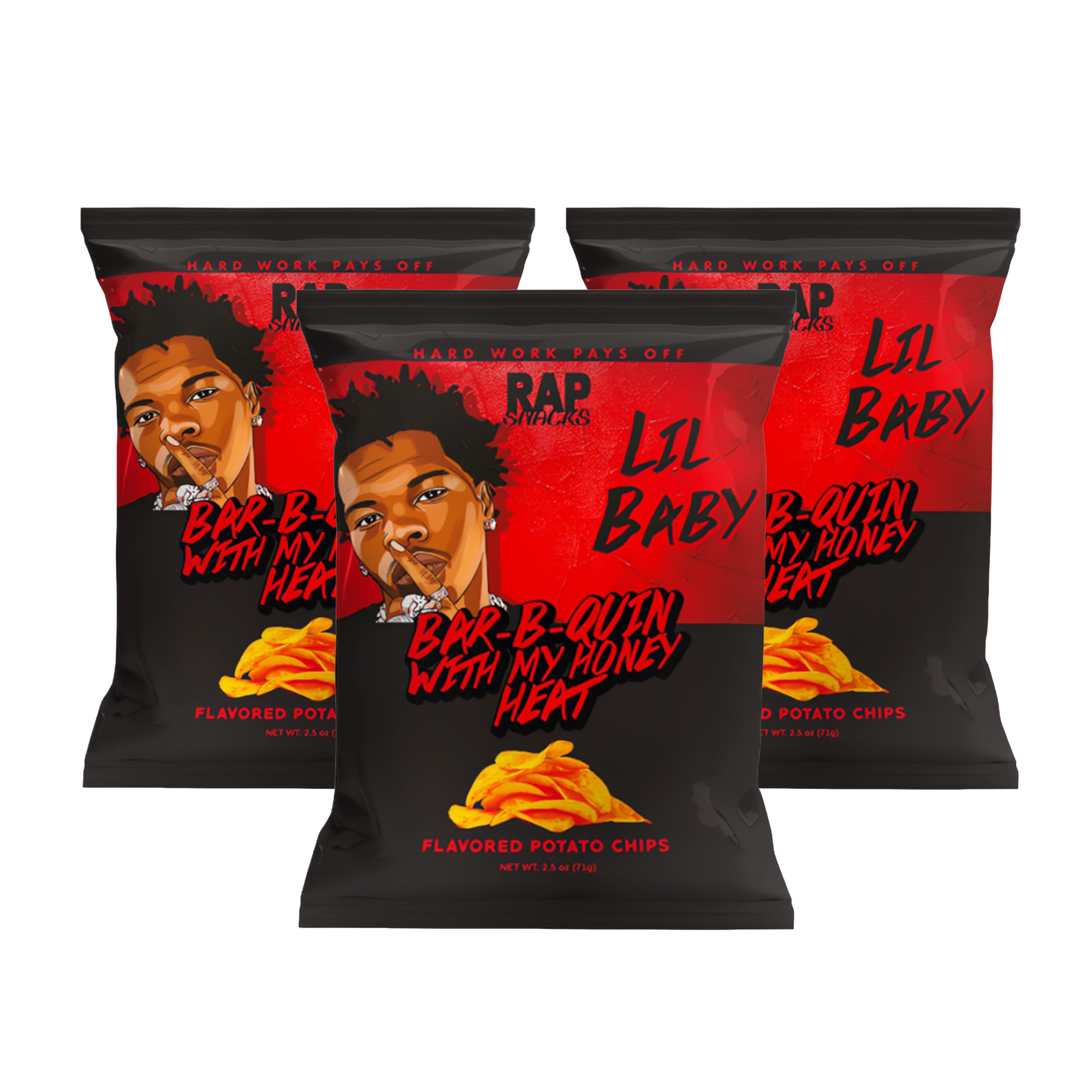 Rap Snacks Lil Baby Bar-B-Quin with my Honey Heat 12 x 71g (case) - Out of Date