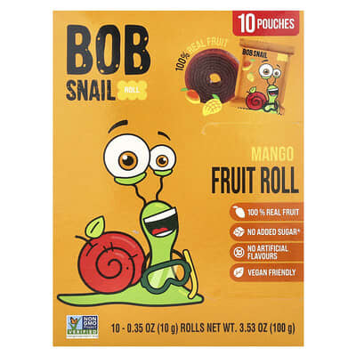 Bob Snail Fruit Rolls Mango 10 Pouches - Short Dated