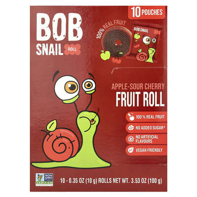 Bob Snail Fruit Rolls Apple-Sour Cherry  10 Pouches - Short Dated