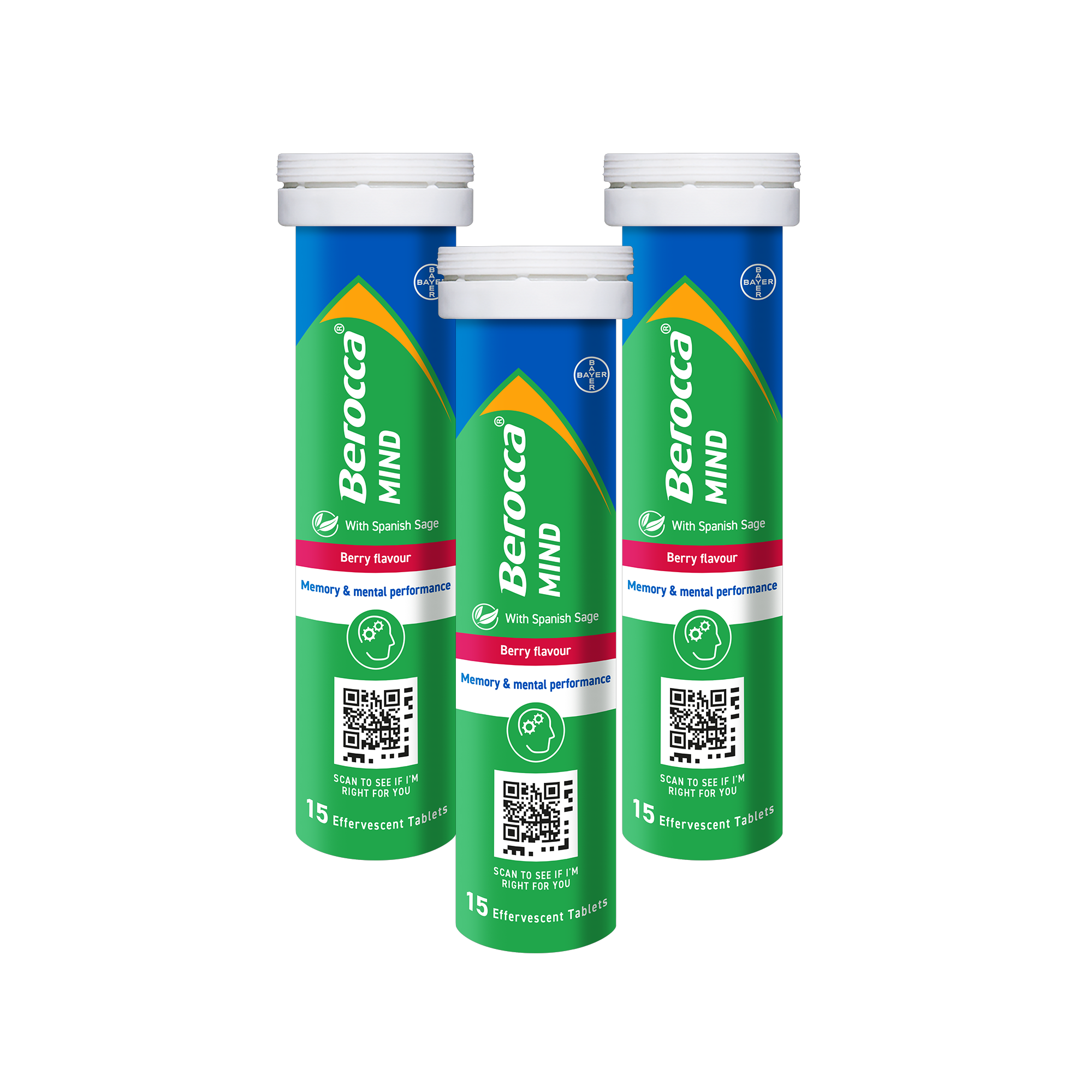 Berocca Mind Berry Effervescent Tablets 8 x 15 Tabs (box)