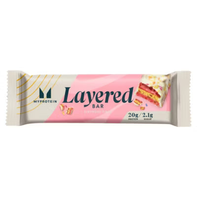 MyProtein Layered Protein Bar Vanilla Birthday Cake 60g - Out of Date