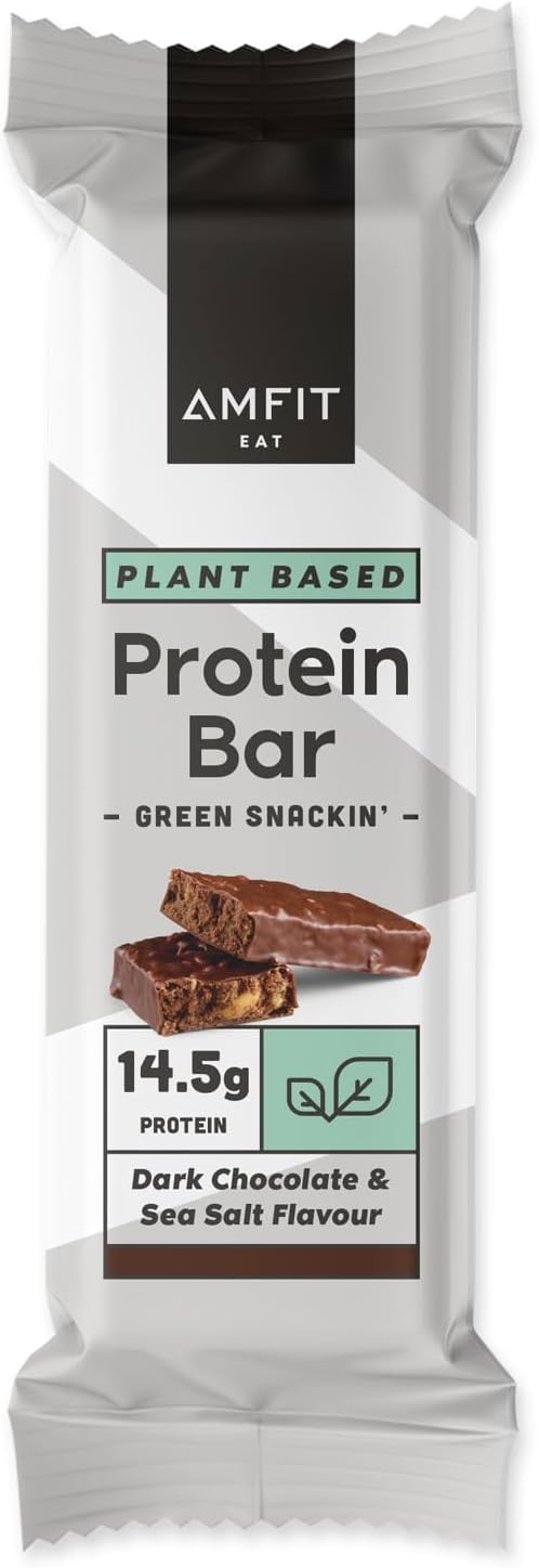 Amfit Plant Protein Bar Dark Chocolate Peanut & Almond 12 x 55g - Out of Date