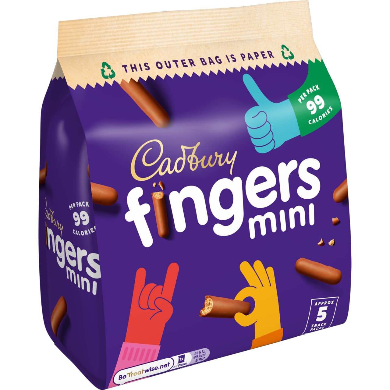 Cadbury Fingers Mini 5 x 19.3g - Out of Date