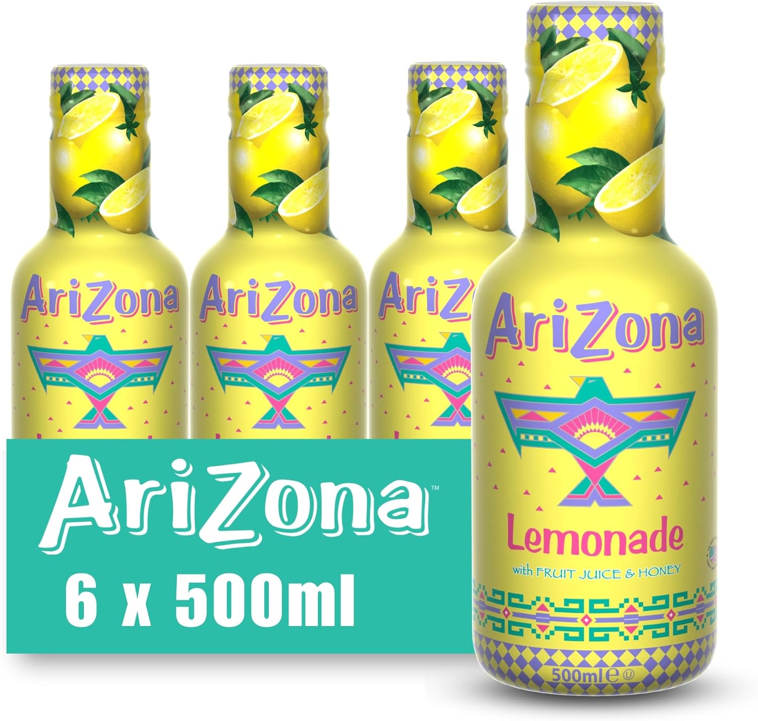 AriZona Lemonade w/ Fruit Juice & Honey 6 x 500ml (case) - Out of Date