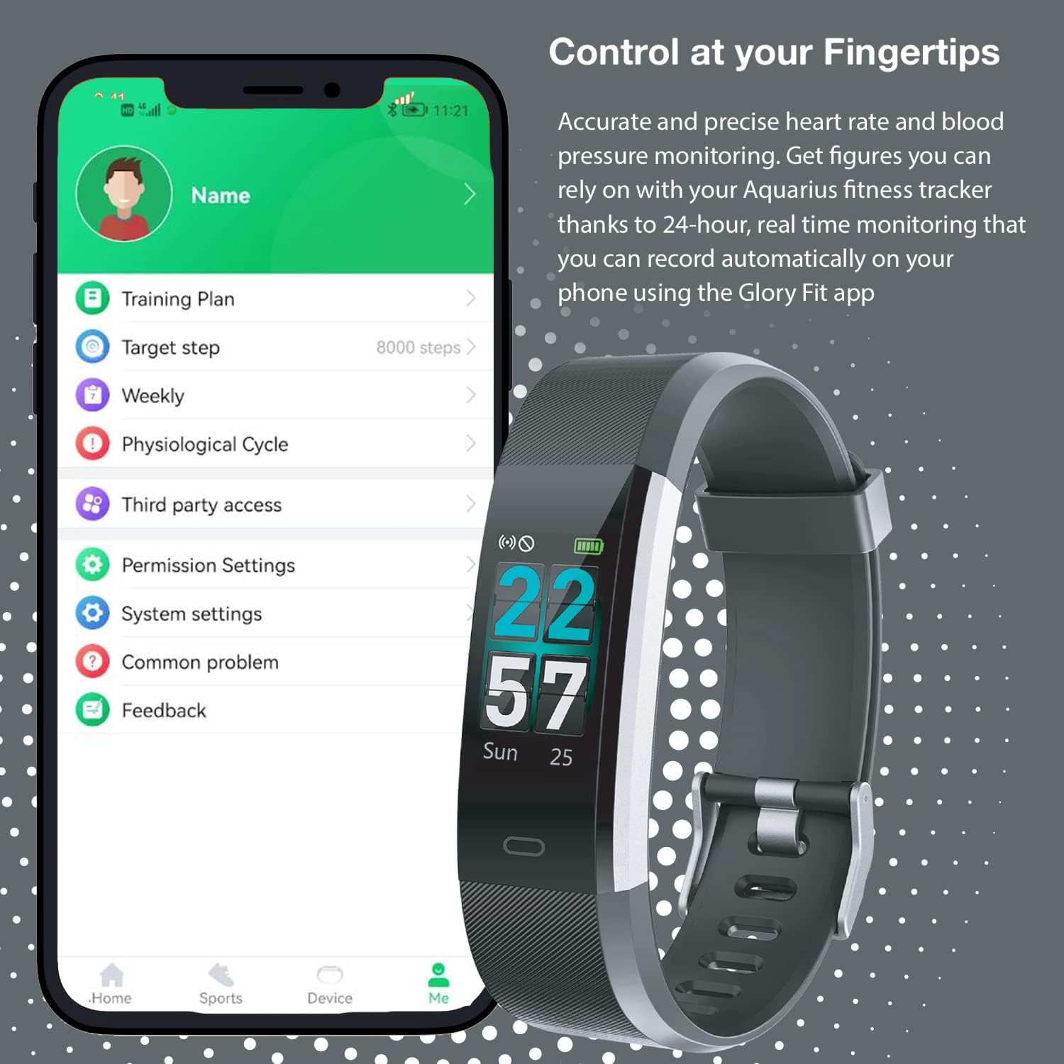 Aquarius Fitness Tracker with Heart Rate Monitor AQI25HR