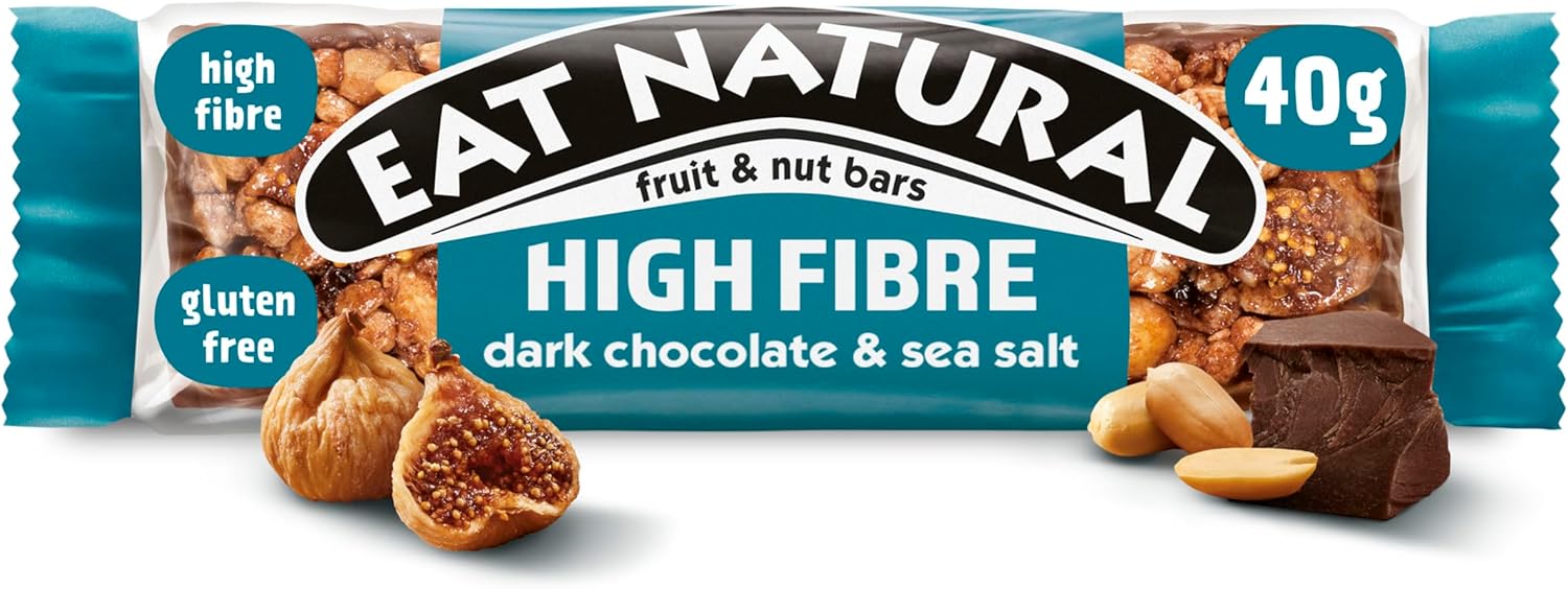 Eat Natural High Fibre Dark Chocolate & Salt 12 x 40g - Out of Date