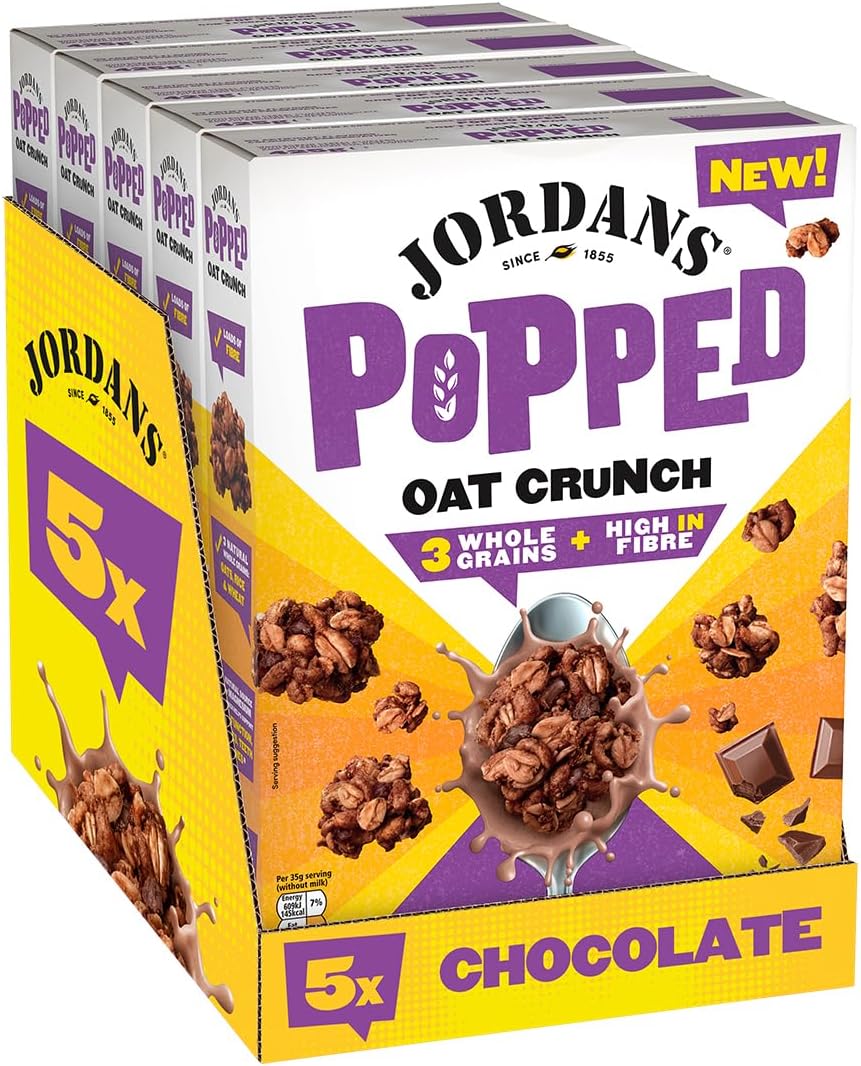 Jordans Popped Oat Crunch Chocolate Breakfast Cereal 5 x 425g (case) - Short Dated