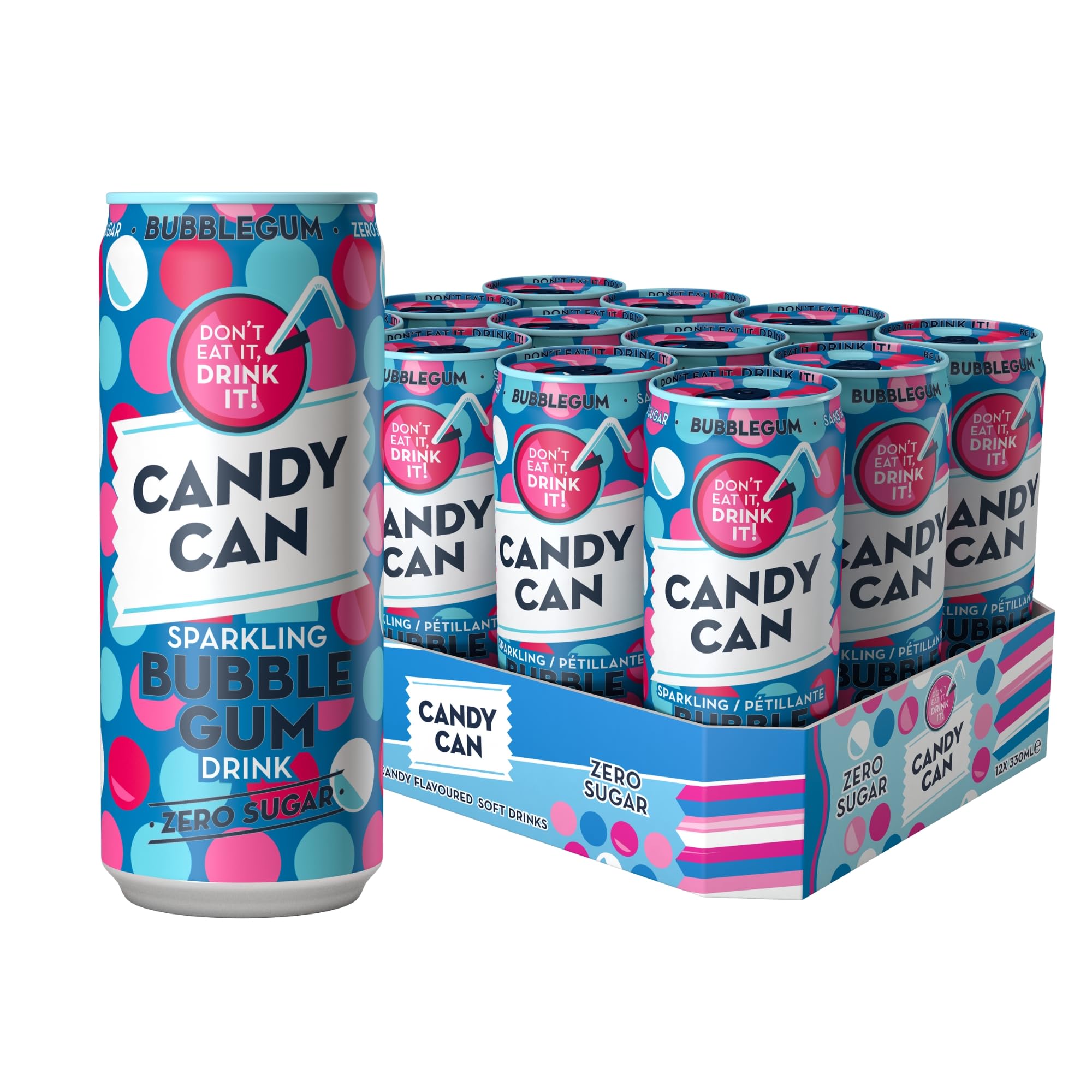 Candy Can Bubble Gum 12 x 330ml - Out of Date