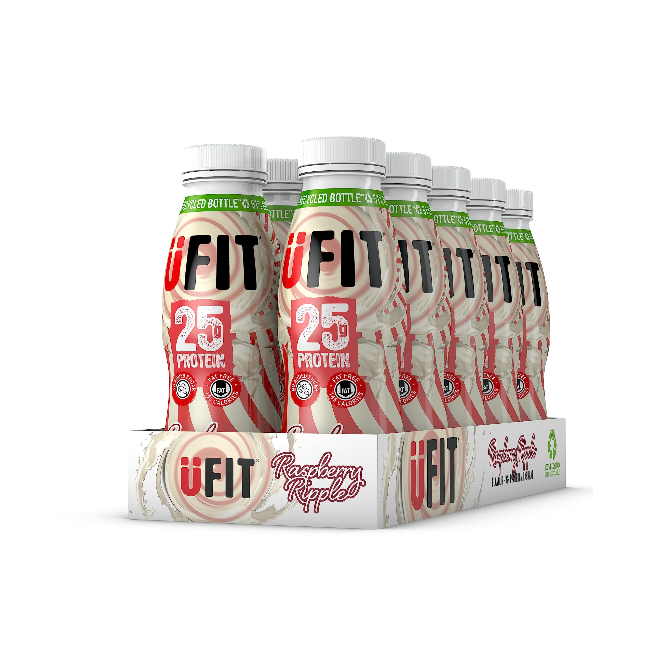 UFIT 25g Raspberry Ripple Protein Shake 10 x 330ml - Out of Date
