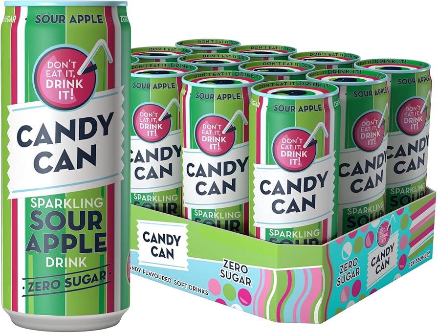 Candy Can Sour Apple 12 x 330ml - Out of Date