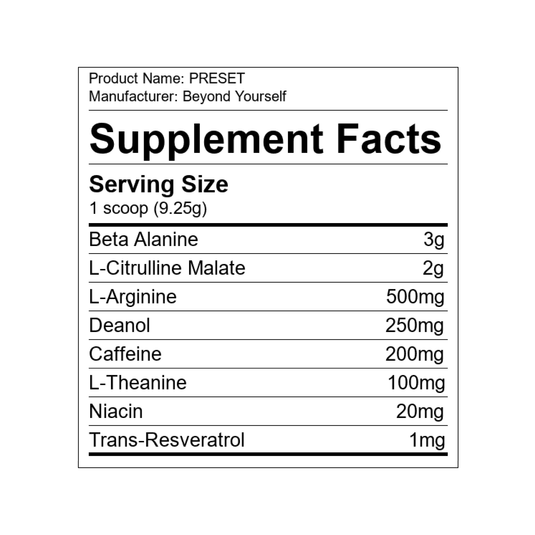 Beyond Yourself PreSET Pre Workout 277.5g - Out of Date