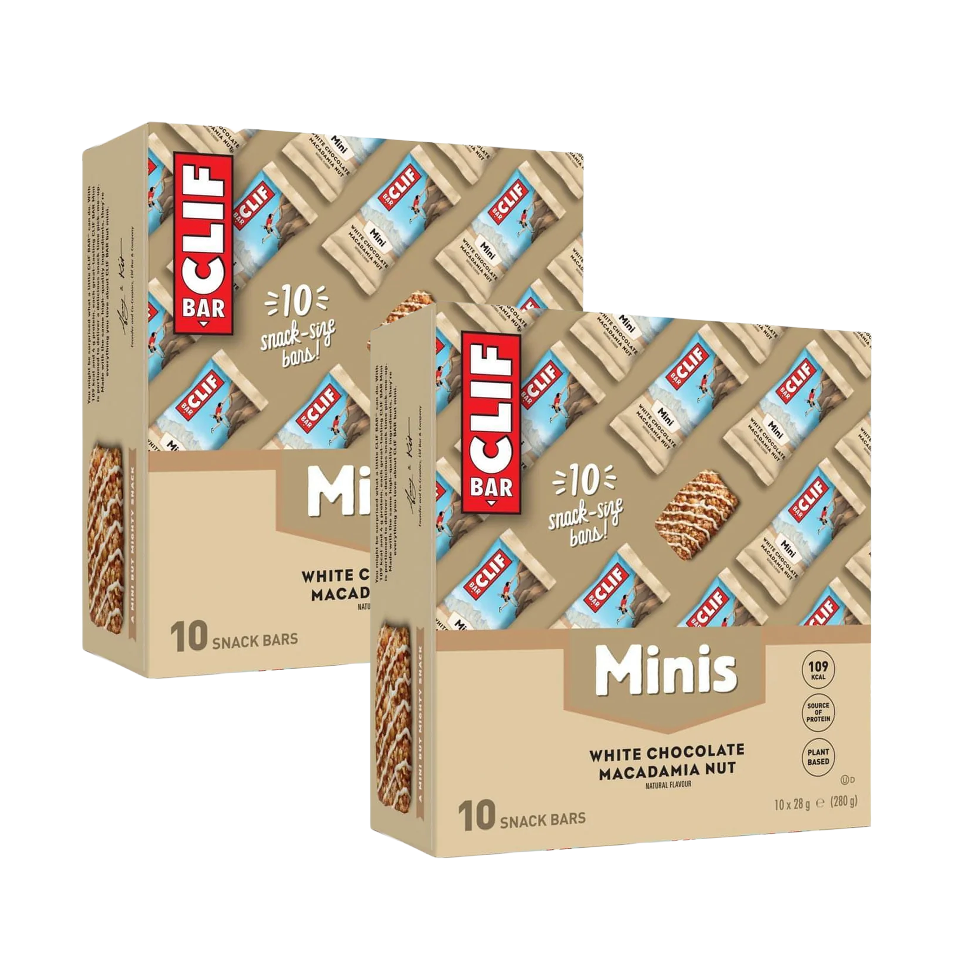 CLIF White Chocolate Macadamia Nut Minis Protein Bars 20 x 28g (2 boxes) - Out of Date