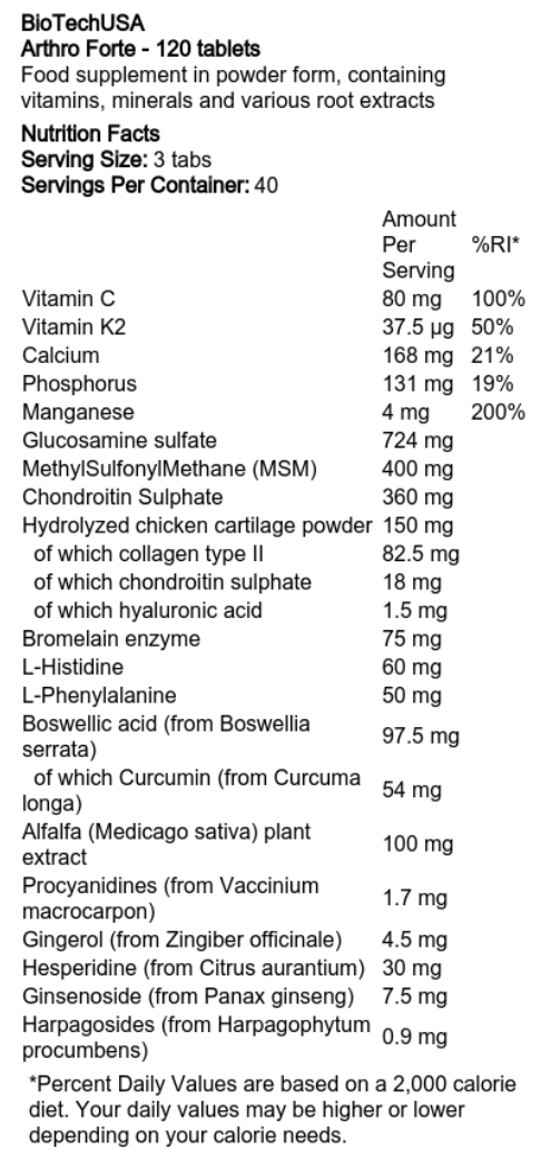 BiotechUSA Arthro Forte 120 Tabs