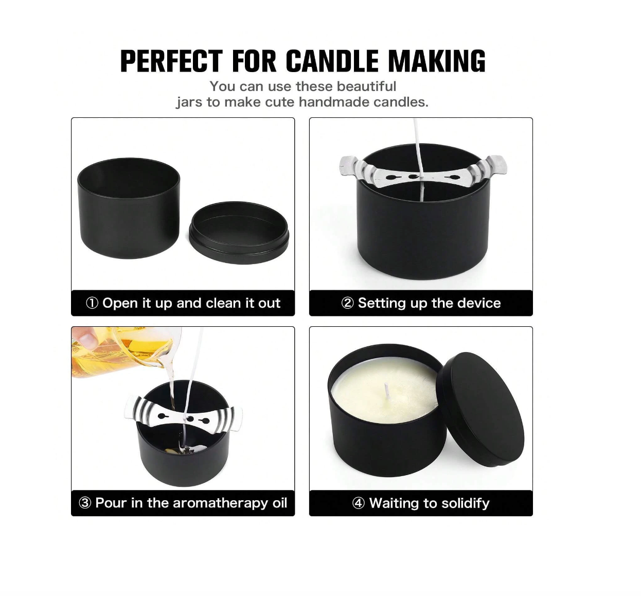 Black Candle Jar - 4oz - Clearance - Damaged Packaging