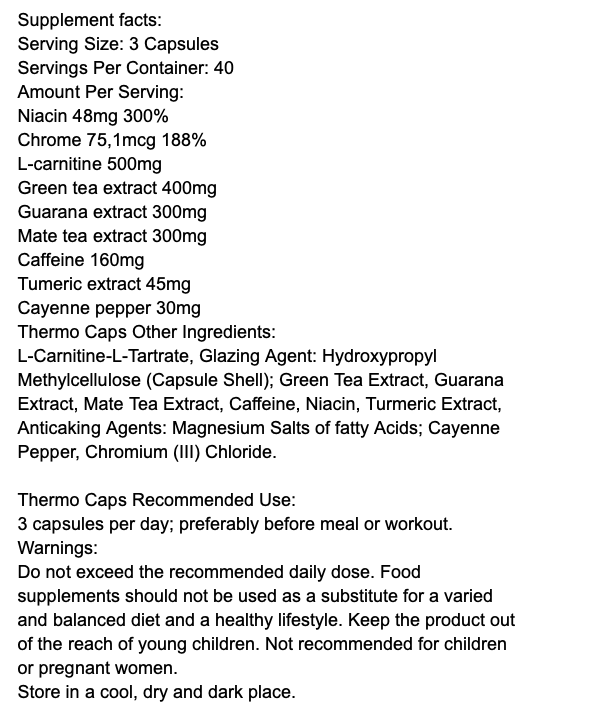 Weider Thermo Caps 120 Caps