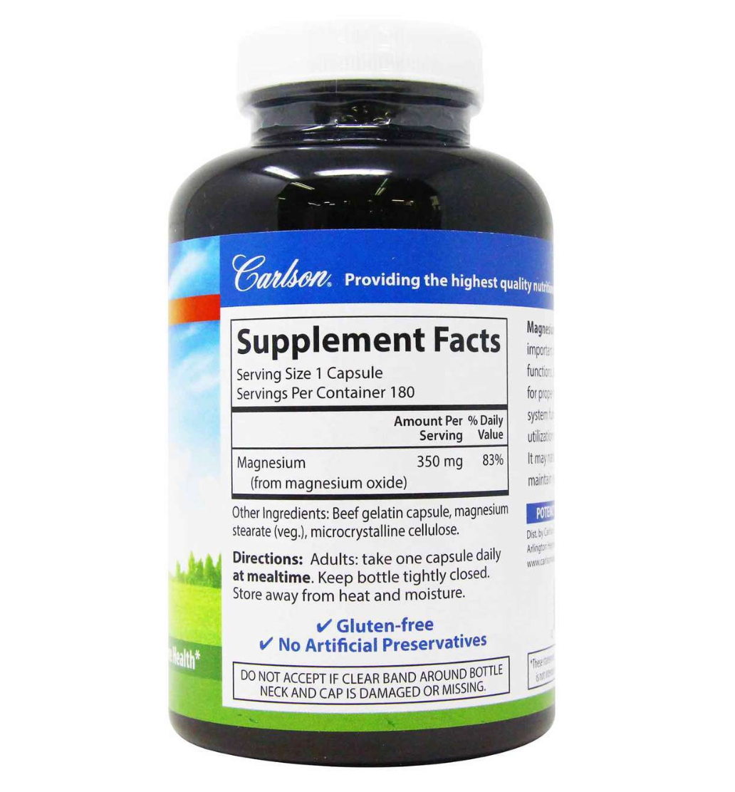 Carlson Labs Magnesium 350mg 180 Tabs