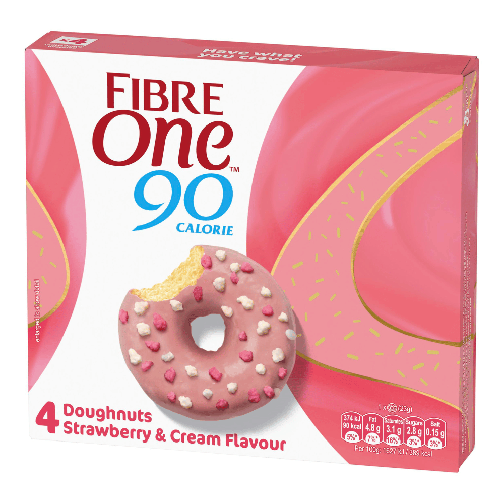 Fibre One 90 Calorie Strawberry Doughnuts 4 x 23g - Out of Date