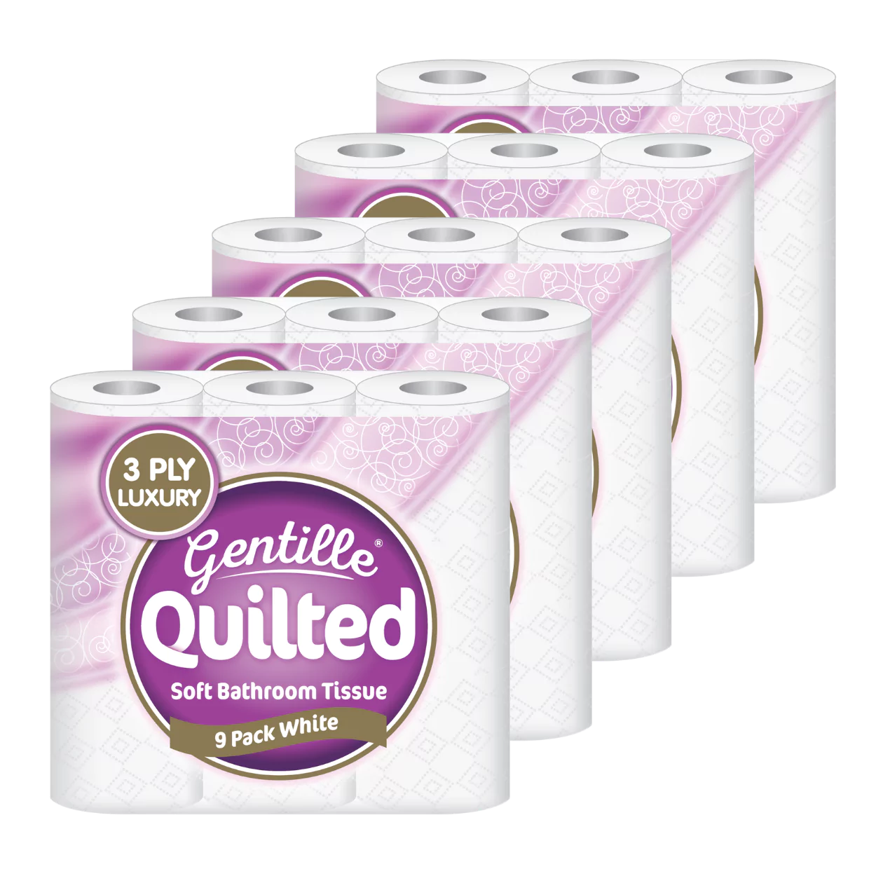 Gentille Quilted White Toilet Roll 5 x 9 Pack (case)