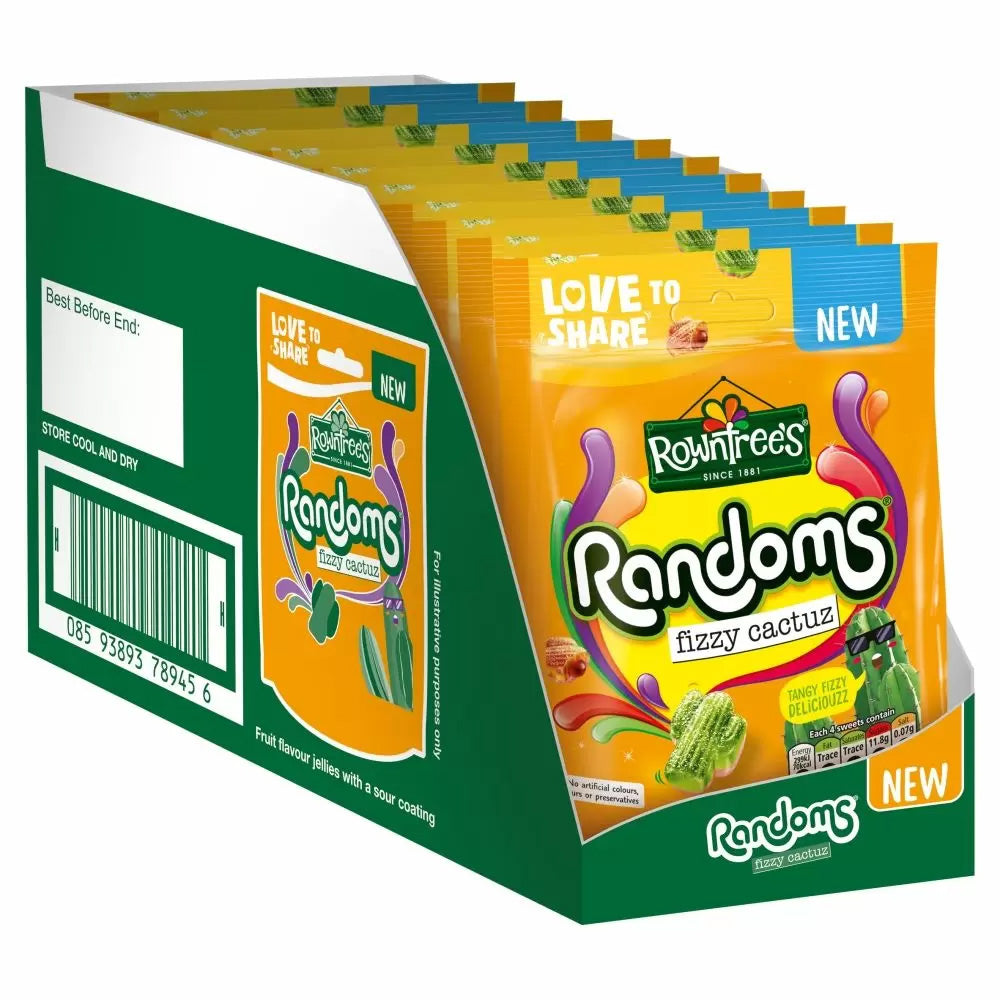 Rowntree's Randoms Fizzy Cactuz Sour Sweets 10 x 130g (case) - Out of Date