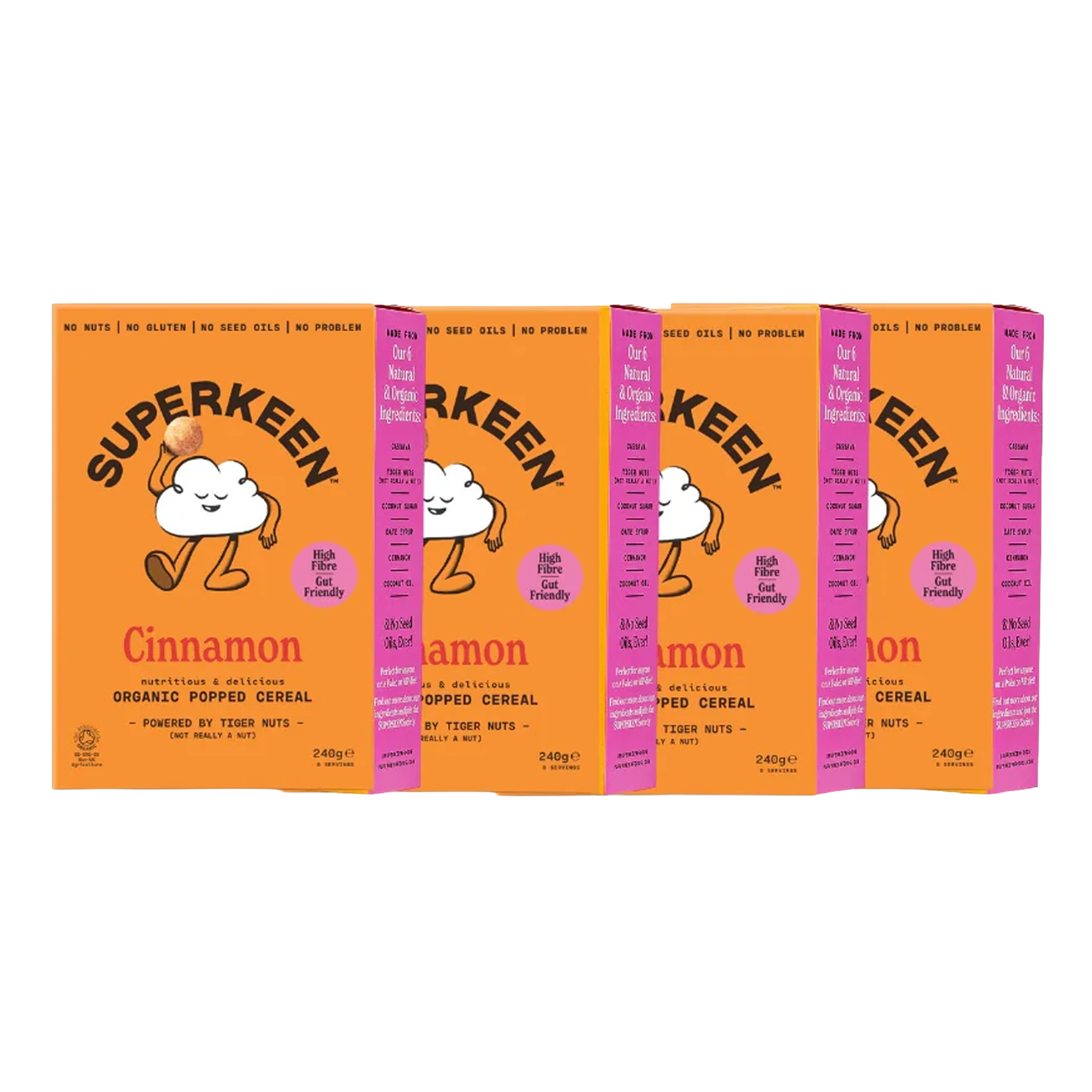 SUPERKEEN Cinnamon Organic Popped Cereal Balls 240g - Out of Date
