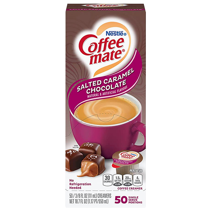 Coffee-Mate Salted Caramel Chocolate Liquid Creamer Singles 50 x 11ml - Out of Date