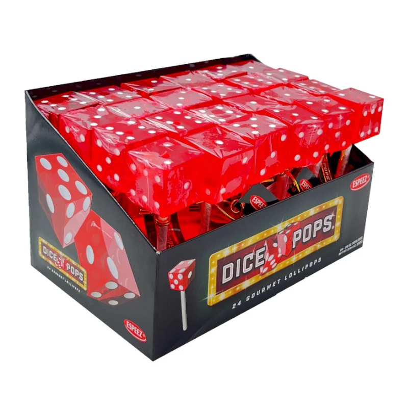 Espeez Red Dice Pop Lollipop 24 x 33g (case) - Out of Date