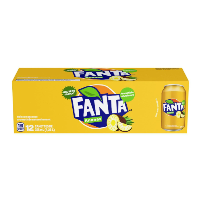 Fanta Pineapple (Canada) 12 x 355ml (case) - Out of Date