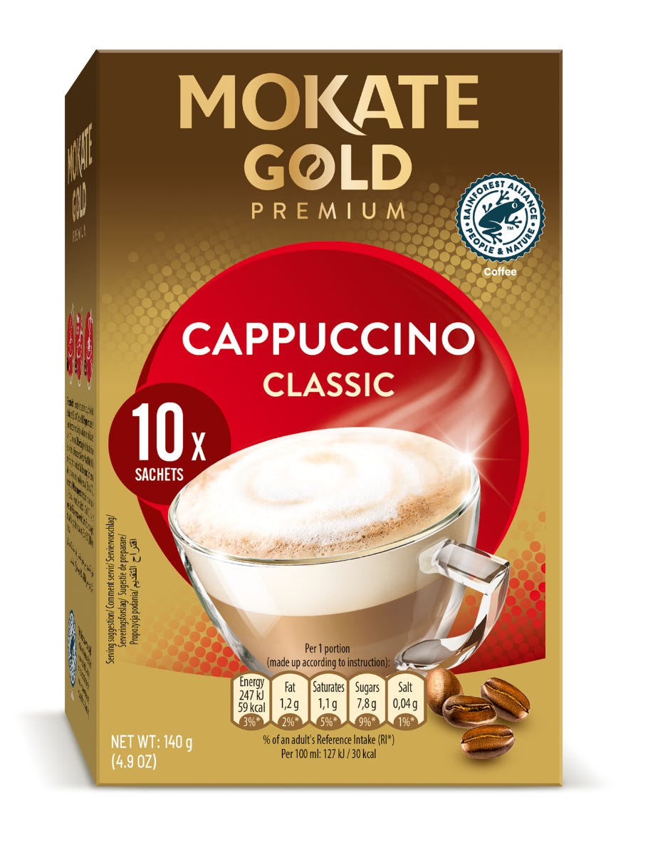 Mokate Gold Premium Cappuccino Classic 10 x 14g - Out of Date