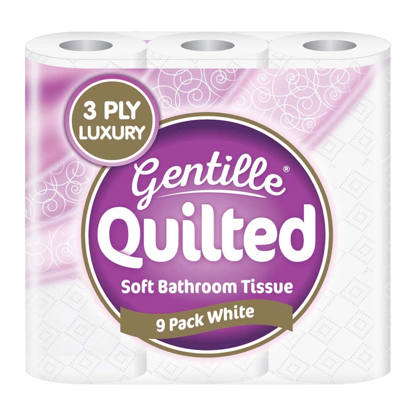 Gentille Quilted White Toilet Roll 9 Pack