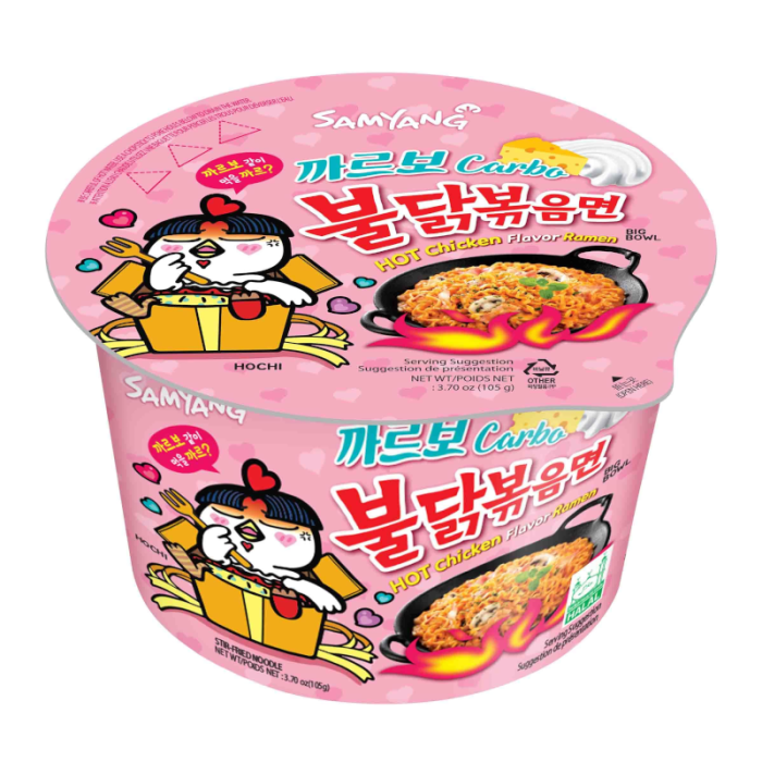 Hot Chicken Flavor Ramen Carbonara Big Cup 105g (Pink Cup) - Out of Date