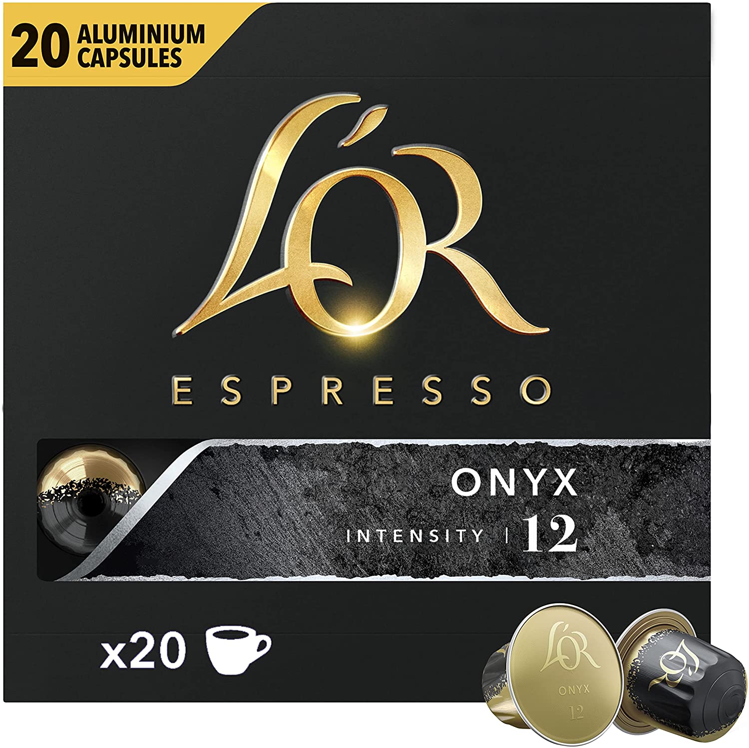 L’OR Espresso Onyx Intensity 12 (20 Pods) 104g - Short Dated