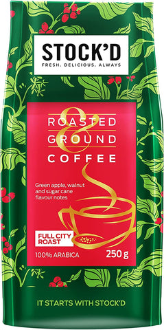STOCK'D Medium Roast Ground 100% Arabica Coffee 250g - Out of Date