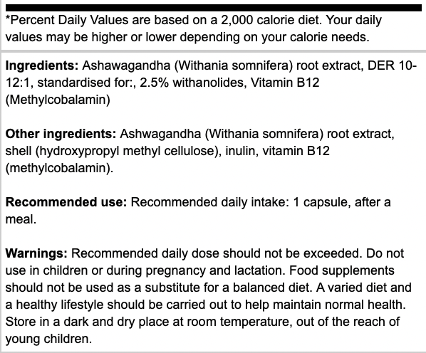 Osavi Ashwagandha Extra 400mg 120 Vegan Caps