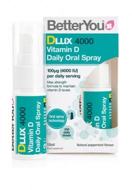 BetterYou DLux 4000 Daily Vitamin D Oral Spray Natural Peppermint 15 ml